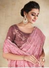 Embroidered Work Satin Silk Designer Contemporary Style Saree For Ceremonial - 1