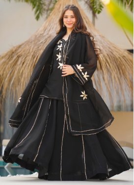 Chiffon Palazzo Suit with Gota Patti Work for Women in Black