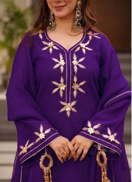 Chiffon Palazzo Suit with Gota Patti Work for Party in Purple