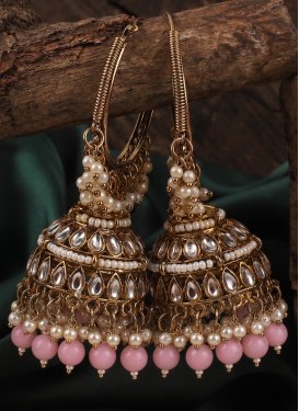 Pink and White Earrings For Festival
