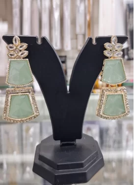 Stone Work Alloy Gold Rodium Polish Earrings For Party