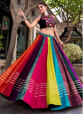 Poly Silk Readymade Lehenga Choli in Multi Colour with Bandhani Print Work for Women