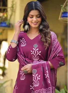 Wine Rayon Digital Print Work Readymade Salwar Suit for Women