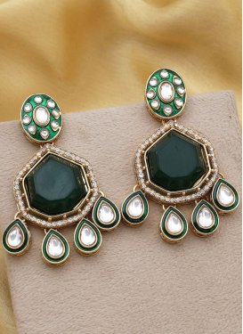 Stone Work Gold Rodium Polish Earrings For Party