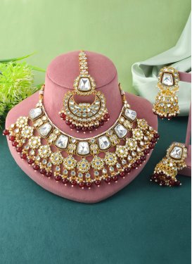 Alloy Gold Rodium Polish Necklace Set For Bridal