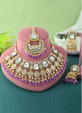 Gold Rodium Polish Necklace Set For Bridal