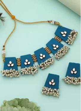 Gold Rodium Polish Alloy Necklace Set For Festival
