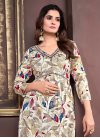 Cream and Red Reyon Readymade Designer Suit - 2