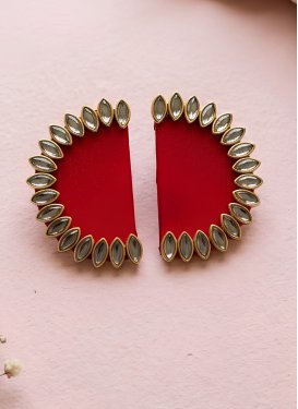 Gold Rodium Polish Stone Work Alloy Earrings
