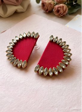 Stone Work Gold Rodium Polish Alloy Earrings For Party