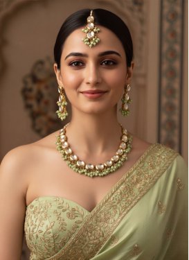 Brass Gold Rodium Polish Necklace Set For Festival