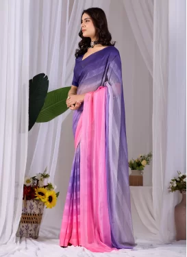 Silk Georgette Classic Saree in Multi Colour with Woven Work for Women