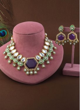 Alloy Stone Work Multi Colour Necklace Set