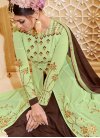 Desirable  Brown and Mint Green Designer Kameez Style Lehenga Choli - 1