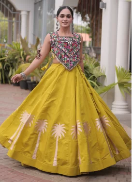 Silk Blend Embroidered Work Readymade Lehenga Choli in Mustard
