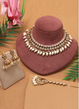 Beads Work Alloy Gold Rodium Polish Necklace Set For Festival