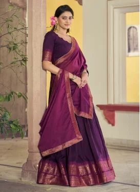 Cotton Silk Woven Work Designer Lehenga Choli in Purple