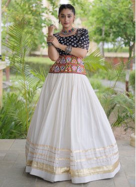 Cotton Silk Readymade Lehenga Choli in Black and White with Embroidered Work for Festival