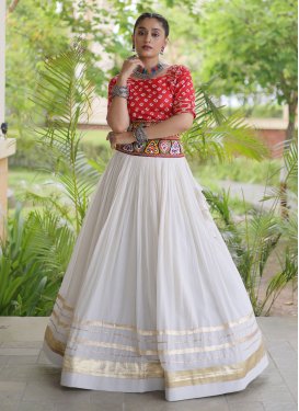 Cotton Silk Readymade Lehenga Choli with Embroidered Work in Red and White