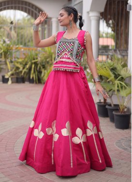 Embroidered Work Silk Blend Readymade Lehenga Choli in Rose Pink for Festival