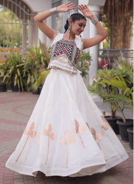 Off White Silk Blend Readymade Lehenga Choli with Embroidered Work for Festival