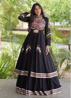 Embroidered Work Readymade Lehenga Choli For Festival in Black