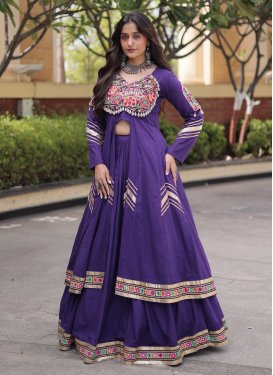 Embroidered Work Readymade Lehenga Choli For Festival in Purple