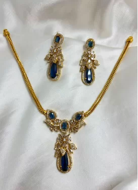 Stone Work Gold Rodium Polish Alloy Necklace Set For Festival