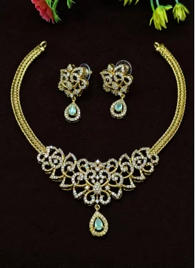 White Stone Work Necklace Set