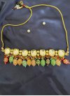 Pretty Kundan Work Gold Rodium Polish Necklace Set For Festival - 1