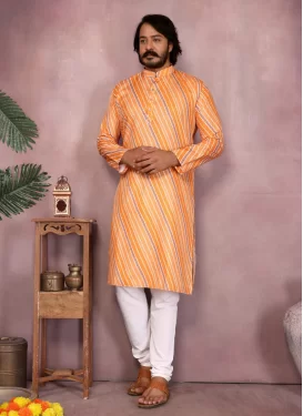 Cotton Kurta Pajama in Multi Colour with Embroidered Work for Ceremonial