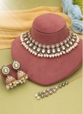White Beads Work Necklace Set