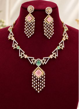 Gold Rodium Polish Multi Colour Necklace Set