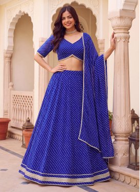 Digital Print Work Georgette Trendy Lehenga Choli in Blue for Women