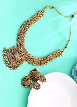 Fancy Work Gold Rodium Polish Alloy Necklace Set For Festival