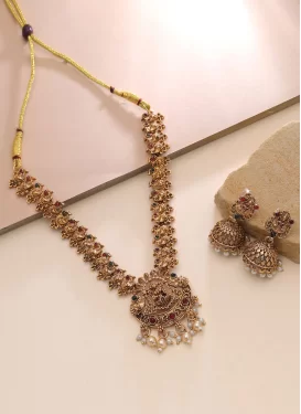 Multi Colour Gold Rodium Polish Beads Work Necklace Set