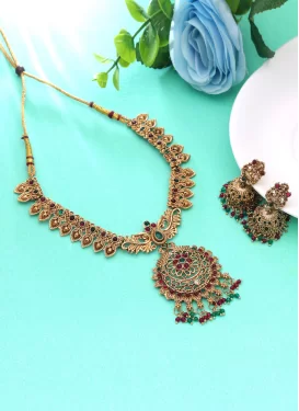 Beads Work Gold Rodium Polish Necklace Set For Festival