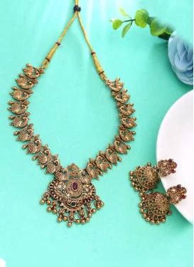 Multi Colour Beads Work Gold Rodium Polish Necklace Set