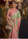 Handloom Silk Woven Work Pink and Sea Green Traditional Designer Saree - 1