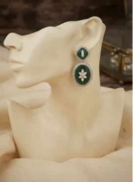 Alloy Green Earrings For Party