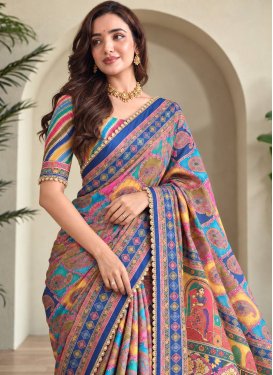 Fancy Fabric Classic Saree in Multi Colour with Digital Print Work for Women