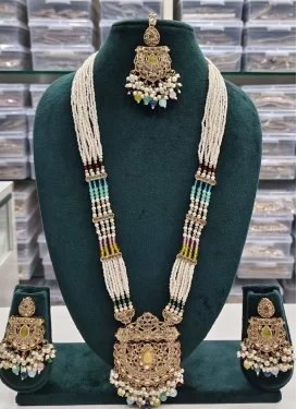 Gold Rodium Polish Multi Colour Beads Work Necklace Set