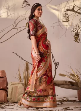 Digital Print Work Cotton Silk Classic Saree in Multi Colour for Women