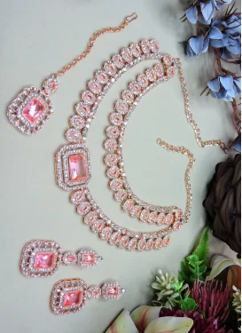 Gold Rodium Polish Stone Work Necklace Set