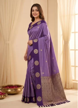 Woven Work Trendy Saree For Ceremonial in Purple and Violet