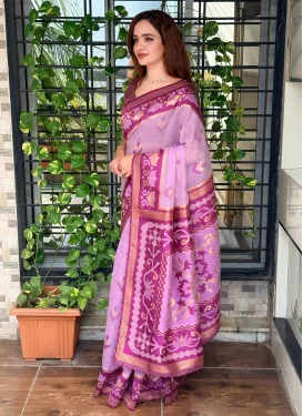Woven Work Cotton Silk Classic Saree in Purple and Violet for Women