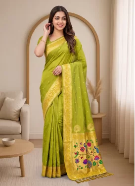 Paithani Silk Traditional Saree with Woven Work in Mint Green