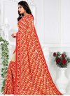 Cream and Red Faux Georgette Classic Saree - 1