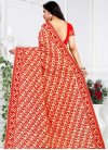 Cream and Red Faux Georgette Classic Saree - 2