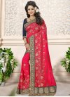 Navy Blue and Rose Pink Georgette Contemporary Style Saree - 2
